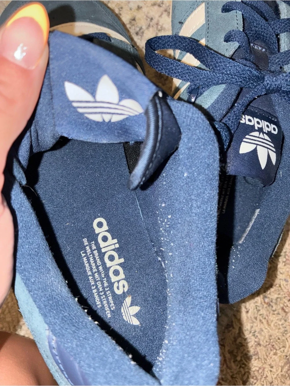 adidas Navy and Cream Suede Low-Top Sneakers